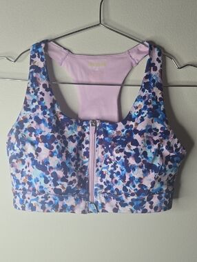 Womens Tek Gear Workout Bra Top With Zipper Sz Med